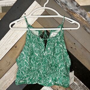Japna Green Crop Camisole with Tie Front
